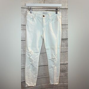 🤍 J Brand White Distressed Cropped Skinny Jeans | Size 28 | 25” Inseam | Raw Hem